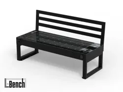 panchina smart L bench con schienale con fotovoltaico energia solare usb wireless charger nero