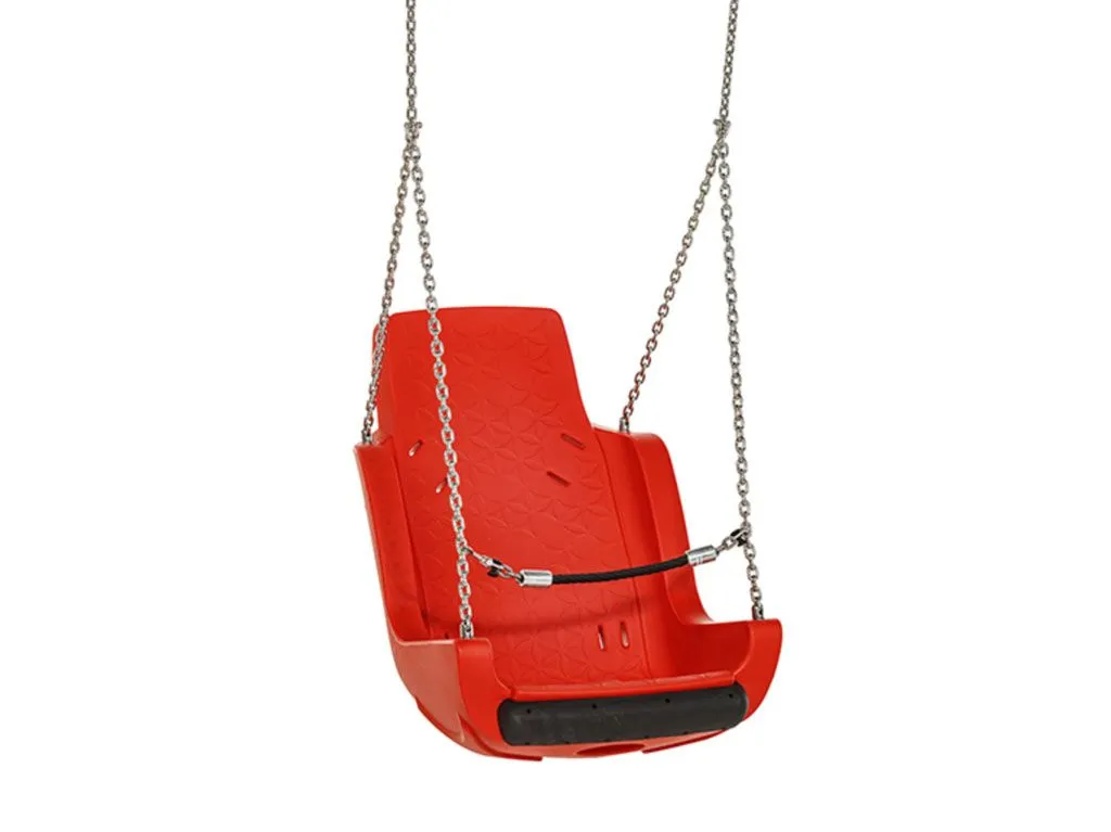 Reinforced adaptive swing seat with safety harness for disabilities