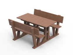 Picnic Table with 2 Benches in STRONGPLAST - Post-Consumer Recycled Plastic