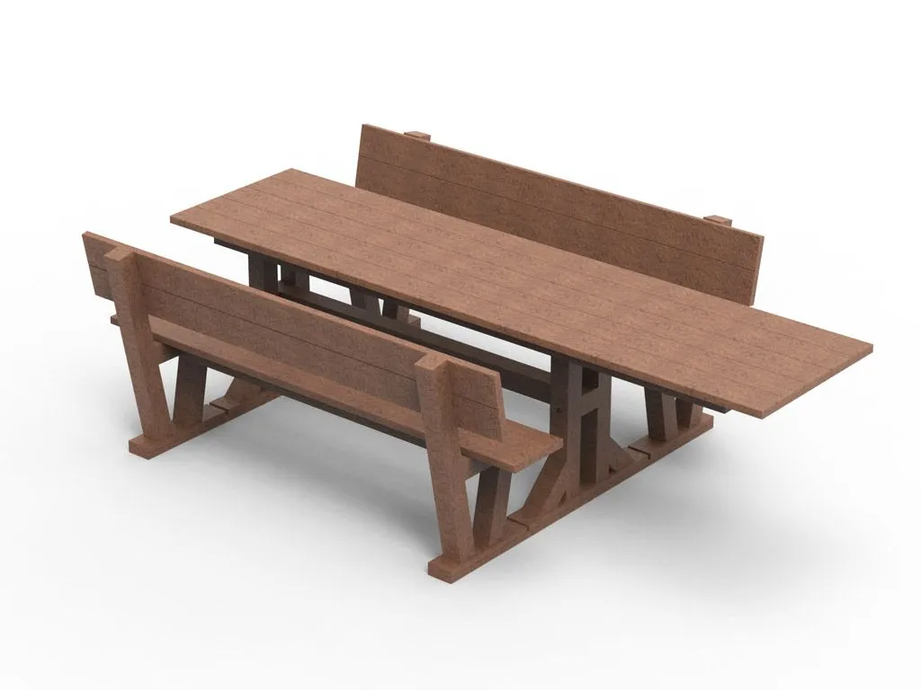 Barrierefreier STRONGPLAST Picknicktisch mit 2 Bänken - Post-Consumer-Recycling-Kunststoff