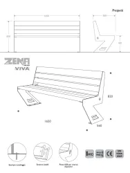 ZENA SMART Bench Technical Drawing