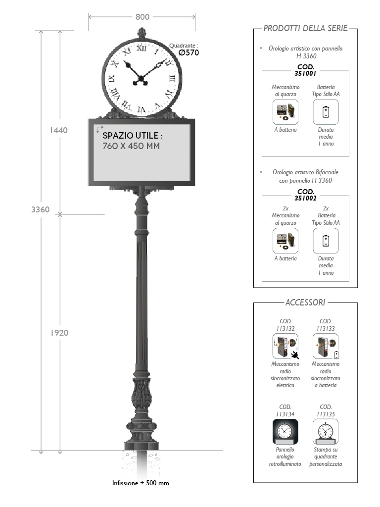 351001 351002 orologio artistico h3360