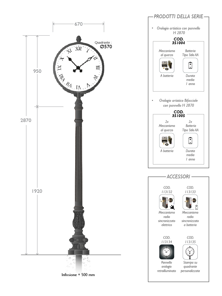 351004 351005 orologio artistico h2870