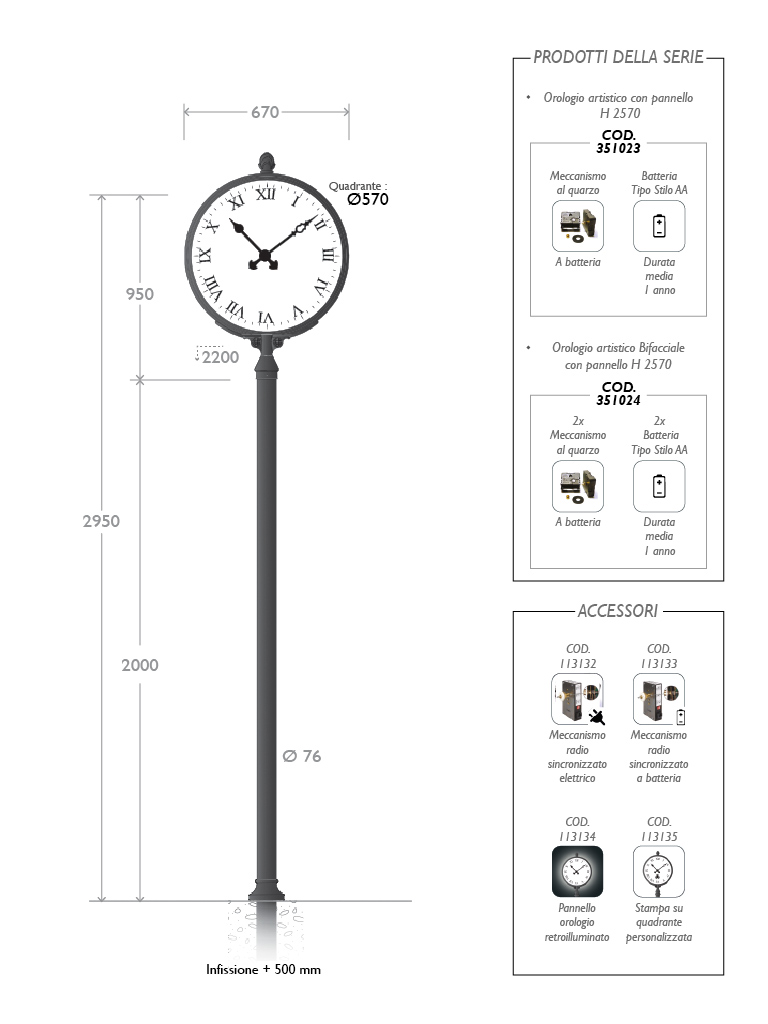 351023 351024 orologio artistico h2570