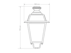 Farol Clásico Cuadrado Grande de Aluminio Fundido a Presión - Óptica Simétrica - 2D