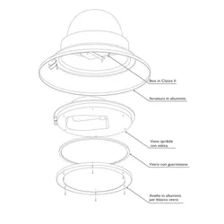 628 lampara pressofusione alluminio ottica asimmetrica scarica esploso