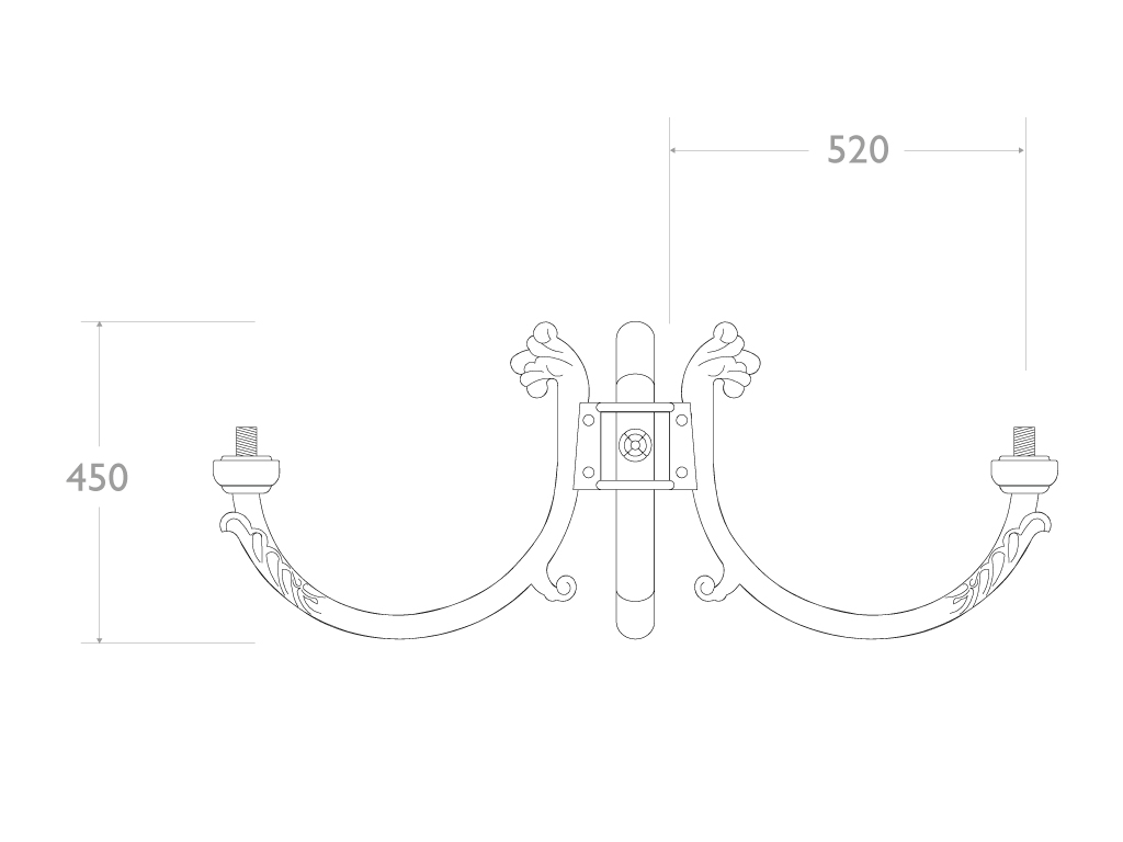 Cima tripla in ghisa e alluminio Apelle - dimensioni