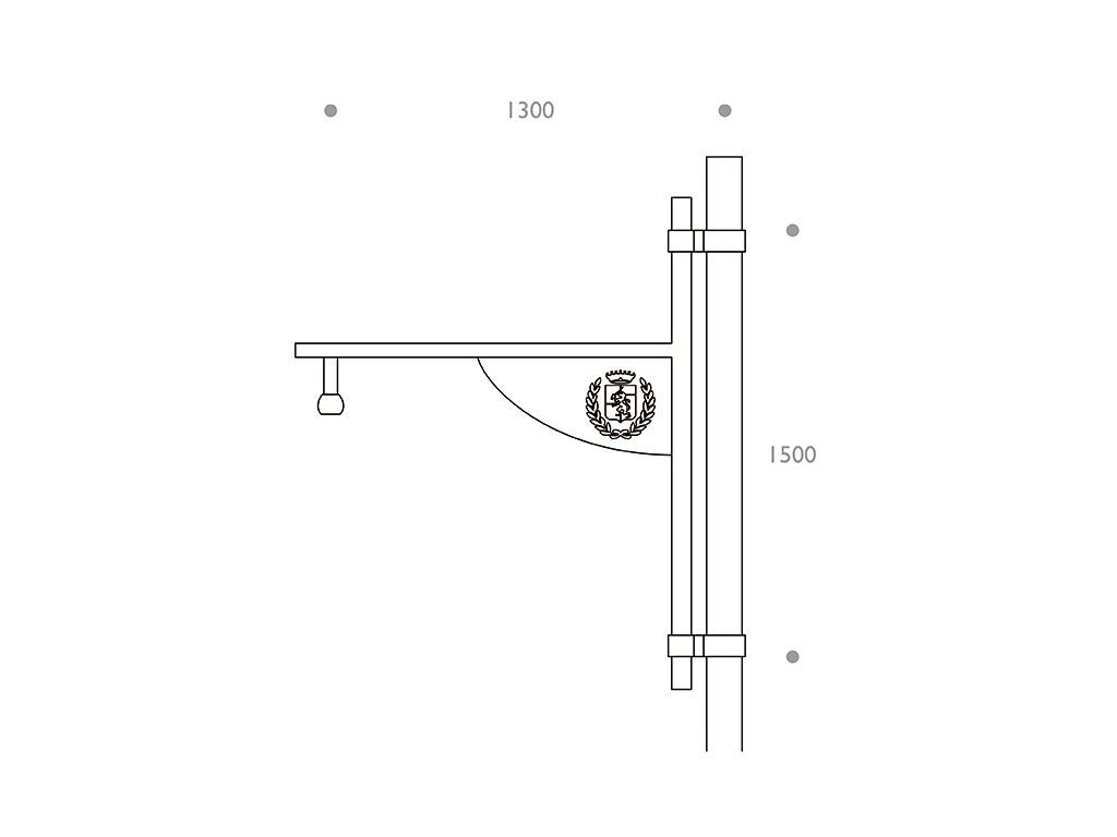 braccio con bandiera acciaio alluminio 509 singolo dimensioni