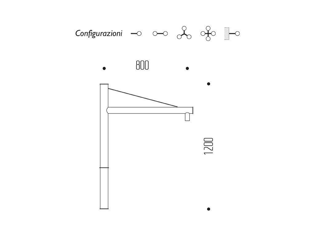 Braccio serie INNER con tirante - dimensioni
