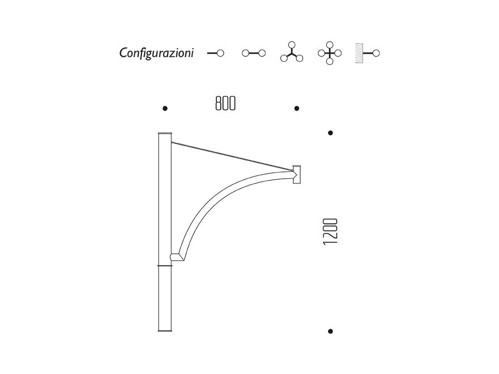 Braccio serie INNER con arco e tirante - dimensioni