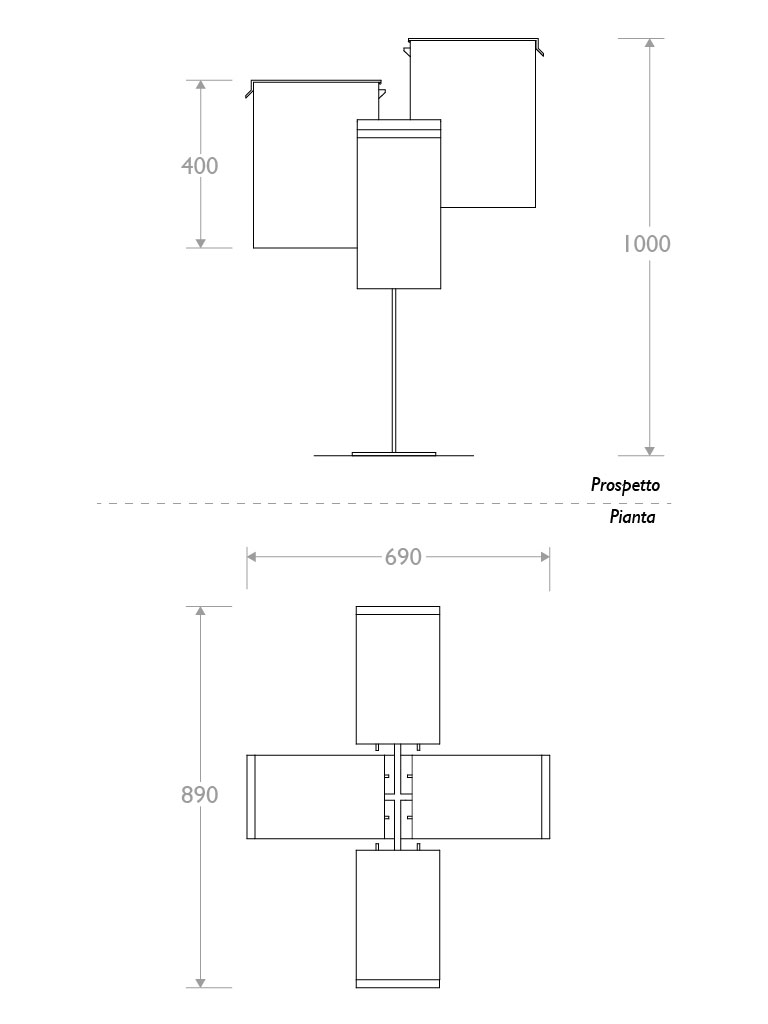 Misure Cestino Future quadruplo