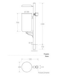 cestino marinetti 330521 singolo infissione coperchio posacenere