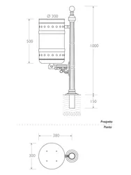 Cestino in acciaio e ghisa Raffaello - dettagli