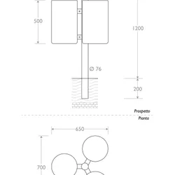 Misure Cestino Triplo con coperchio