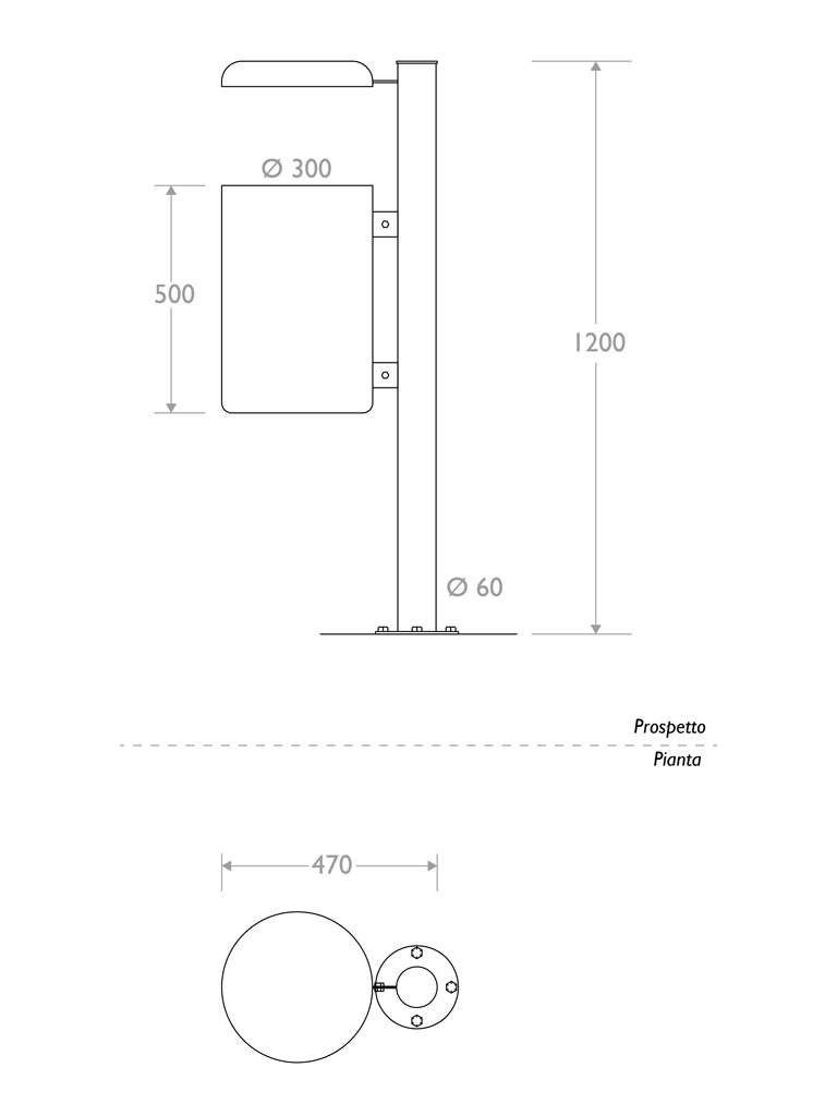 Disegno Cestino singolo coperchio