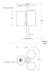 Misure Cestino Triplo con coperchio