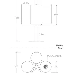 cestino trespolo 330534 quadruplo flangia posacenere coperchio