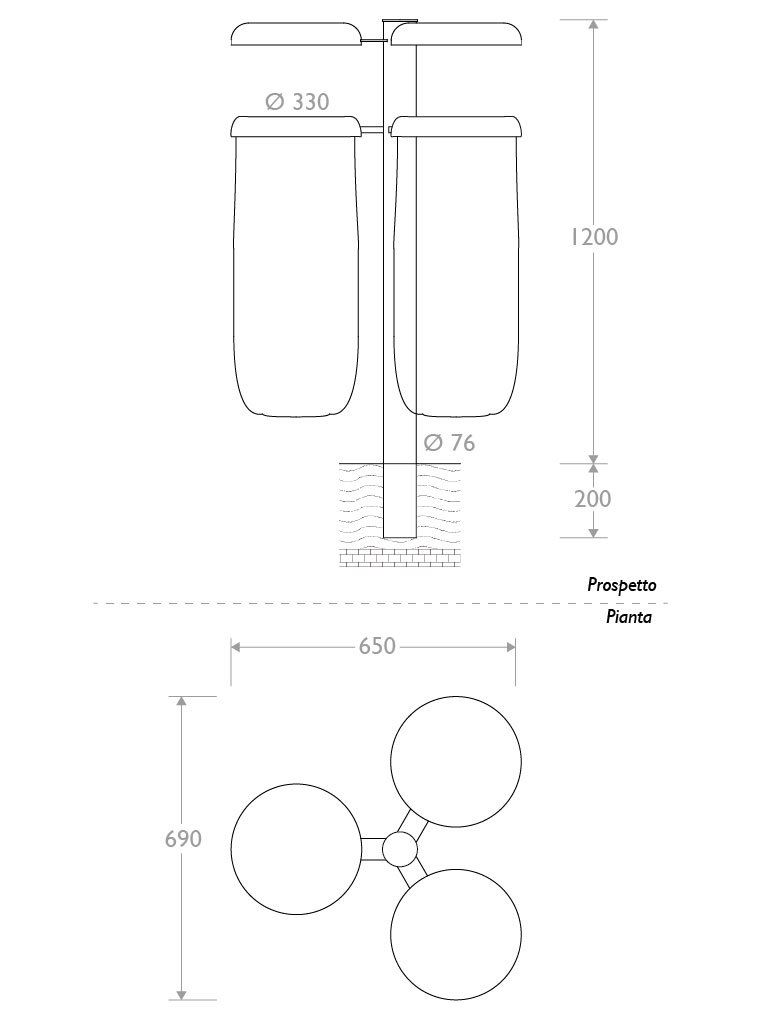 Misure Cestino antiterrorismo con coperchi