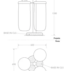 Misure Cestino antiterrorismo con coperchi