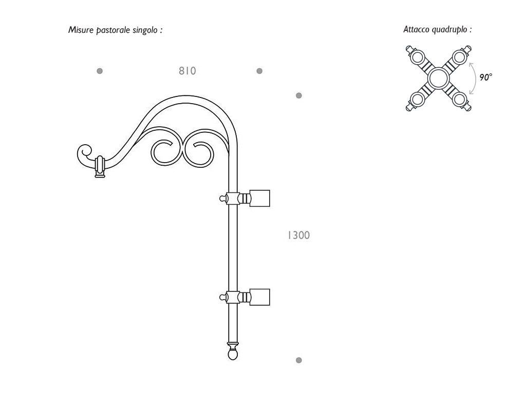Cima a pastorale quadruplo 502 - dimensioni