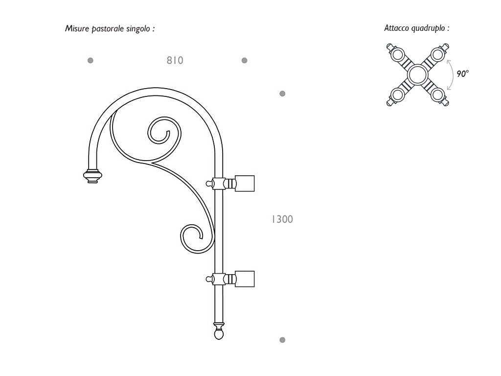 cima a pastorale quadruplo alluminio ghisa 506 dimensioni