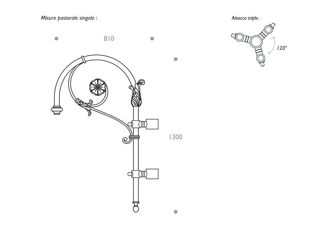 cima a pastorale triplo alluminio ghisa 504 dimensioni