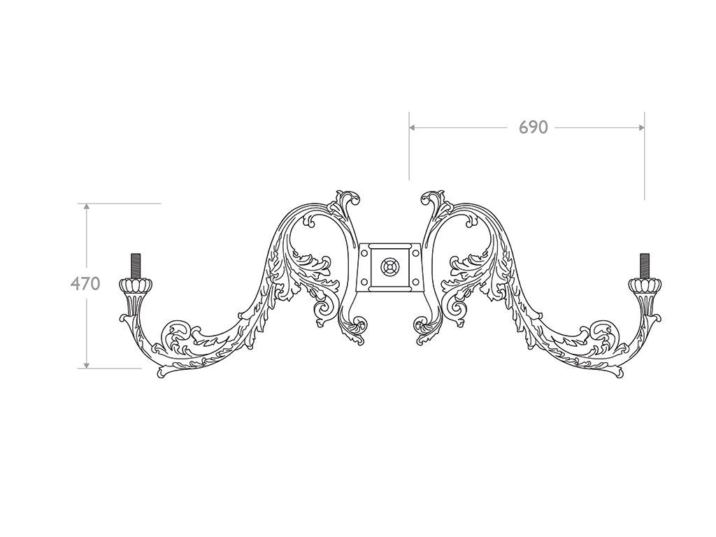 Cima in ghisa e alluminio Mirone - dimensioni