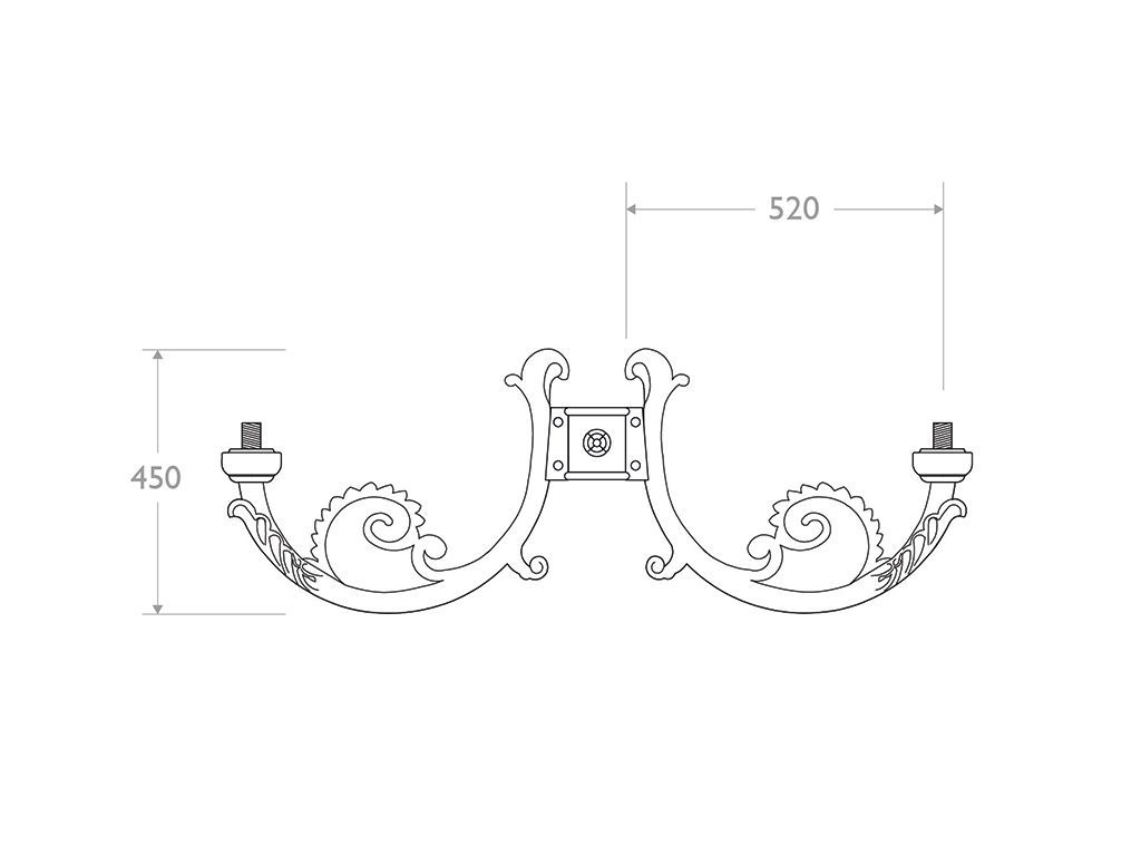 Cima in ghisa e alluminio Prassitele - dimensioni