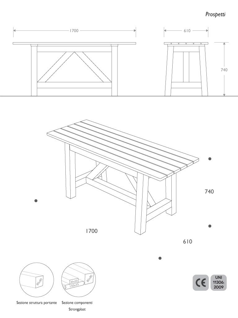 Table in recycled plastics dimension