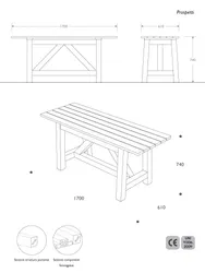 Tavolo in strongplast 170cm dimensioni