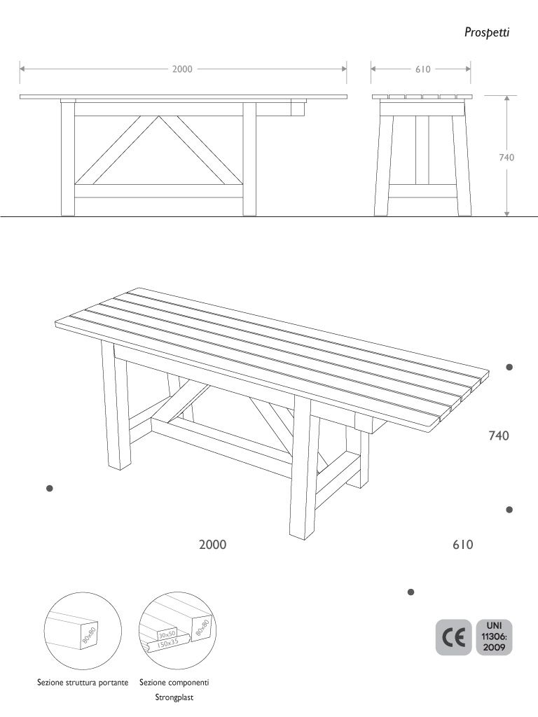 Table in recycled plastics dimension