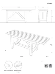 Tavolo in strongplast 170cm dimensioni