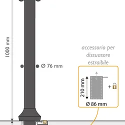 Misure Dissuasore Secchia diam 76 estraibile