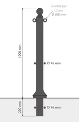 Secchia Bollard 76 mm diam - Dimensions