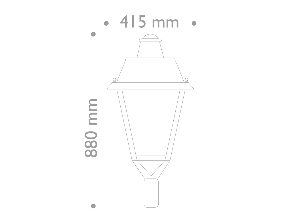 Lanterna quadrata 646 in pressofusione di alluminio  dimensioni