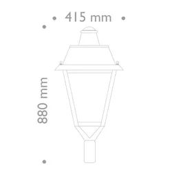 disegno misure 2d lampara cod 646 pressofusione alluminio