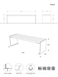 disegno quotato panchina future senza poggioli