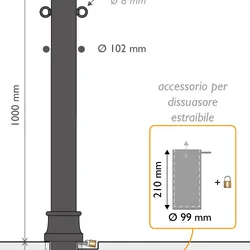 dissuasore estraibile brenta acciaoi ghisa diametro 102 mm