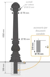 Removable Po Bollard Dimensions