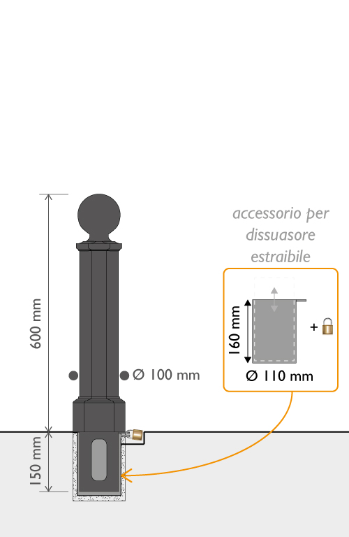Misure Dissuasore Volturno estraibile