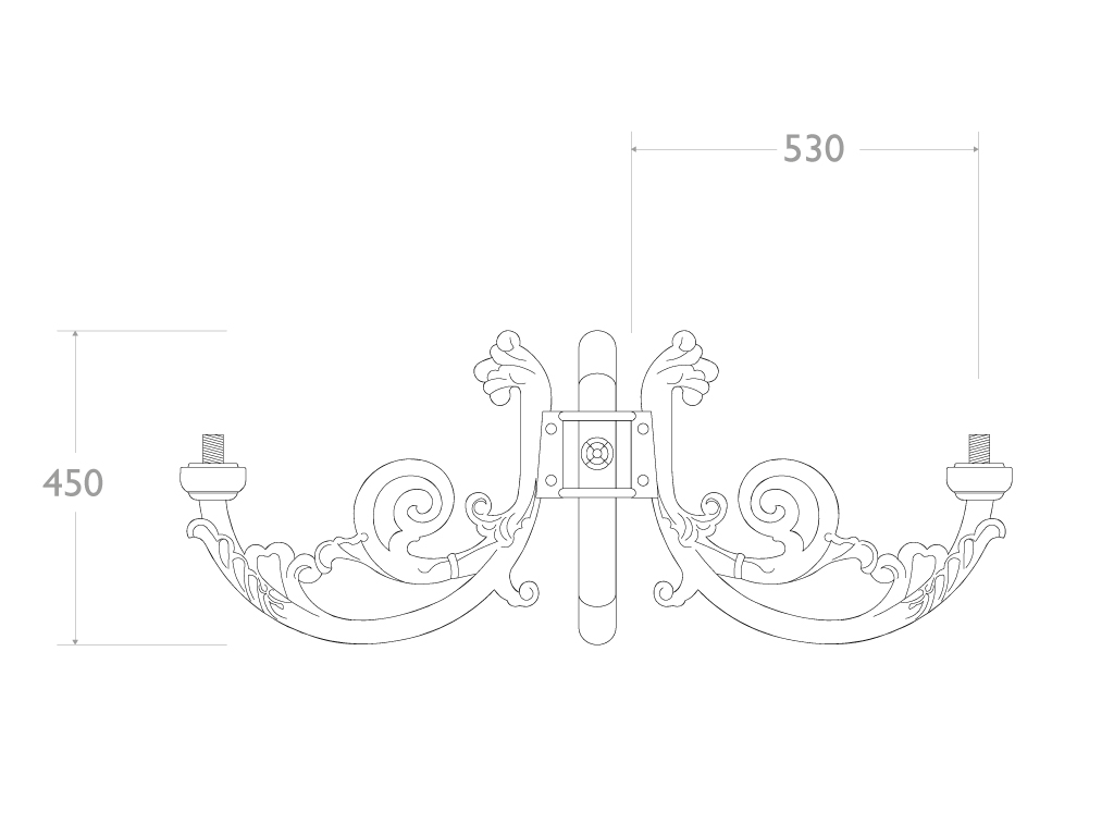 Cima in ghisa e alluminio Fidia tripla - dimensioni