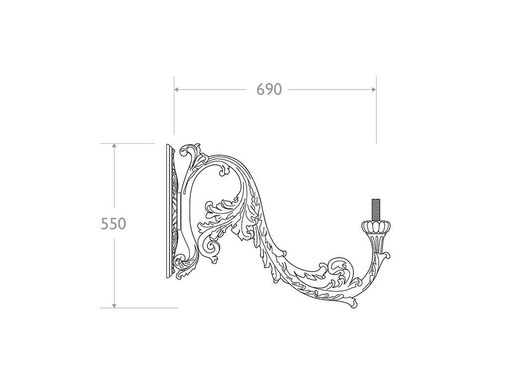 mensola muro ghisa alluminio 521 dimensioni