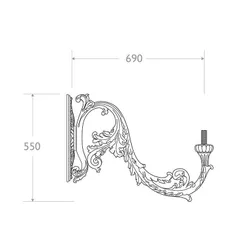 Mensola a muro in ghisa e alluminio tipo Syros dimensioni