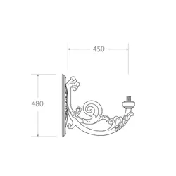 Mensola a muro in ghisa e alluminio tipo Ibiza - dimensioni