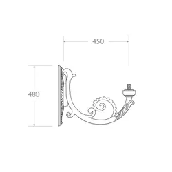 Mensola a muro in ghisa e alluminio tipo Creta - dimensioni
