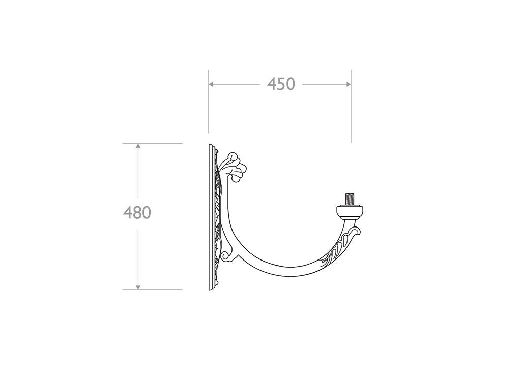 mensola muro ghisa alluminio 525 dimensioni