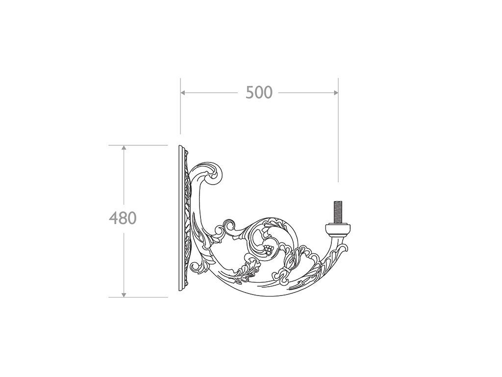 mensola muro ghisa alluminio 527 dimensioni