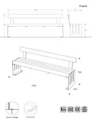 Modern Bench with Backrest Dimensions