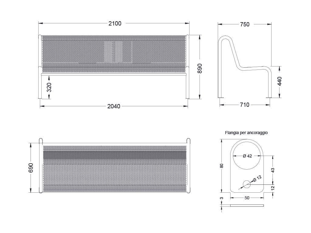 Panchina  Latina misure