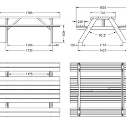 PIC NIC Table in wood dimension